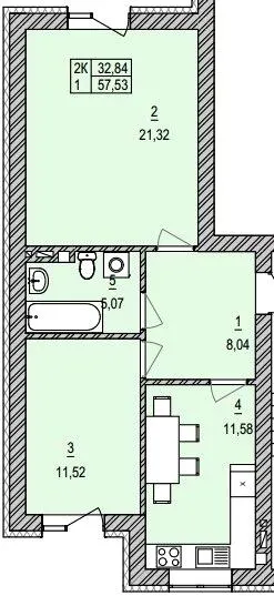 ЖК Сонячна Долина — 57.5 м²