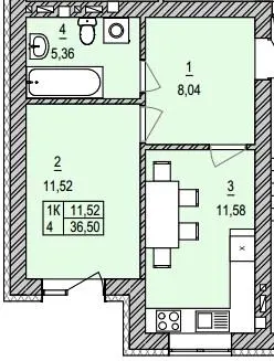 ЖК Сонячна Долина — 36.5 м²