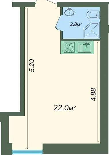 ЖК Софіївський квартал (вул. Ак. Шалімова) — 24.8 м²