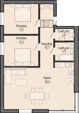ЖК Беладжіо — 84.4 м²