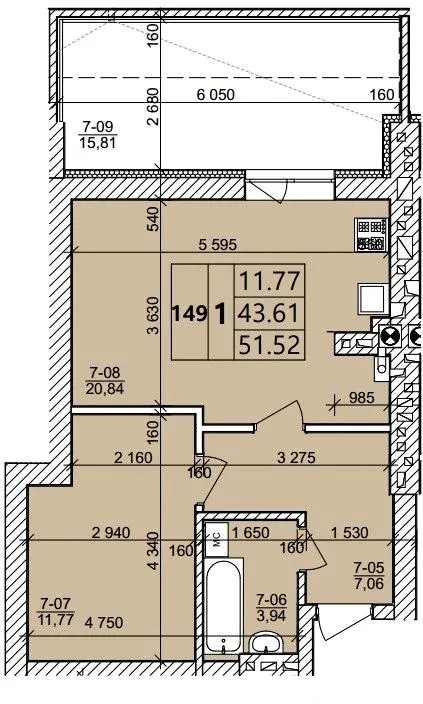 ЖК Святих Ольги та Єлизавети — 51.5 м²