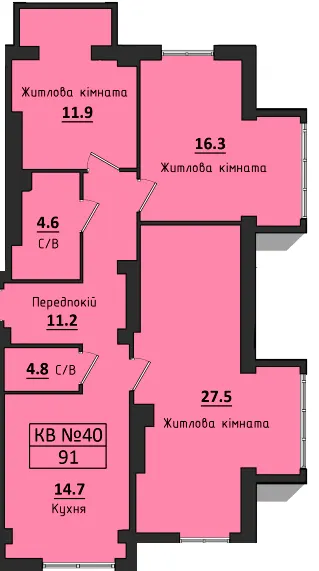 ЖК Сокіл — 91 м²