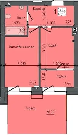 Клубний будинок Sapfir — 61.9 м²