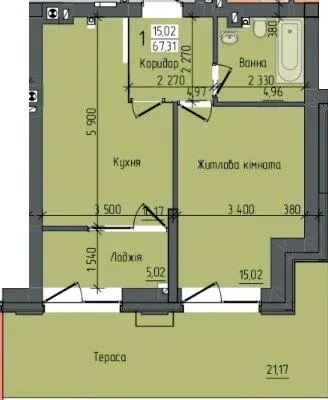Клубний будинок Sapfir — 67.3 м²