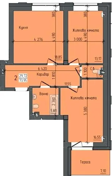 Клубний будинок Sapfir — 74 м²