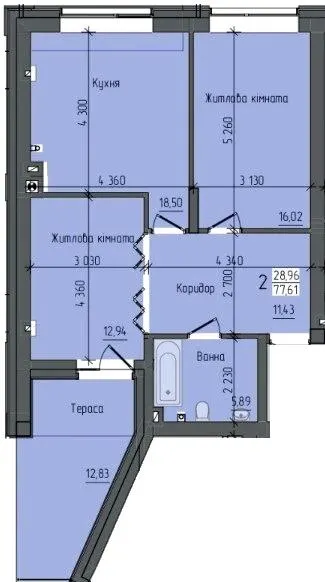 Клубний будинок Sapfir — 77.6 м²