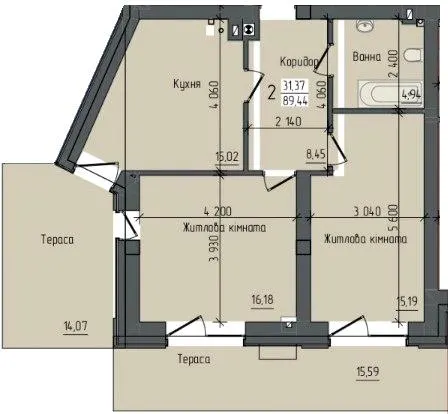 Клубний будинок Sapfir — 89.4 м²