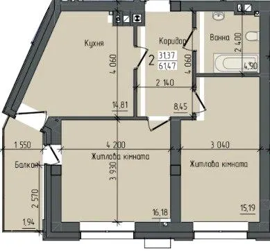 Клубний будинок Sapfir — 61.5 м²
