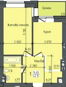 Клубний будинок Sapfir — 42.2 м²