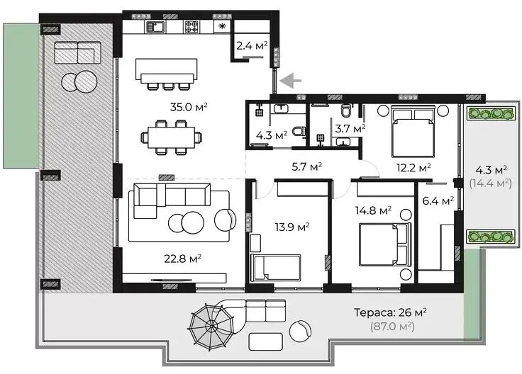 ЖК SHERWOOD — 150.4 м²