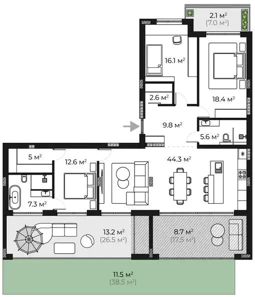 ЖК SHERWOOD — 157.2 м²