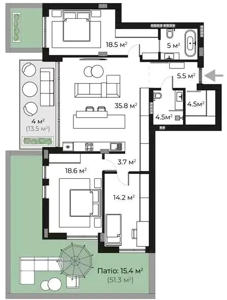 ЖК SHERWOOD — 129.7 м²