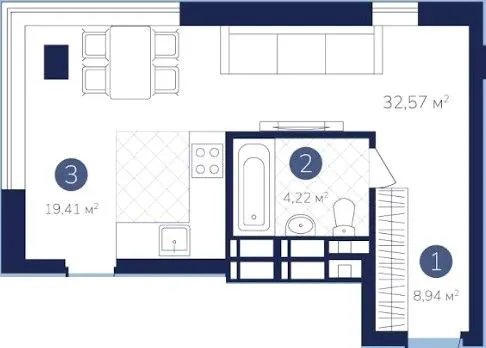ЖК Лебединий Guest House — 32.6 м²