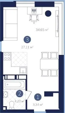 ЖК Лебединий Guest House — 34.7 м²