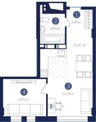 ЖК Лебединий Guest House — 43.4 м²