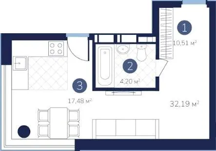 ЖК Лебединий Guest House — 32.2 м²