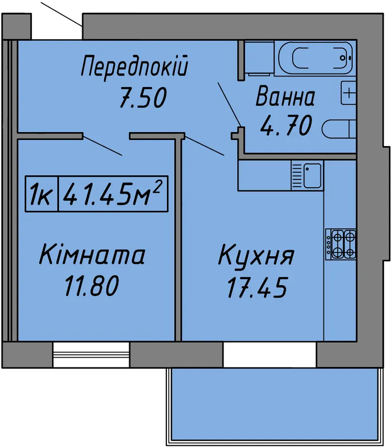 ЖК Діброва Парк — 41.5 м²