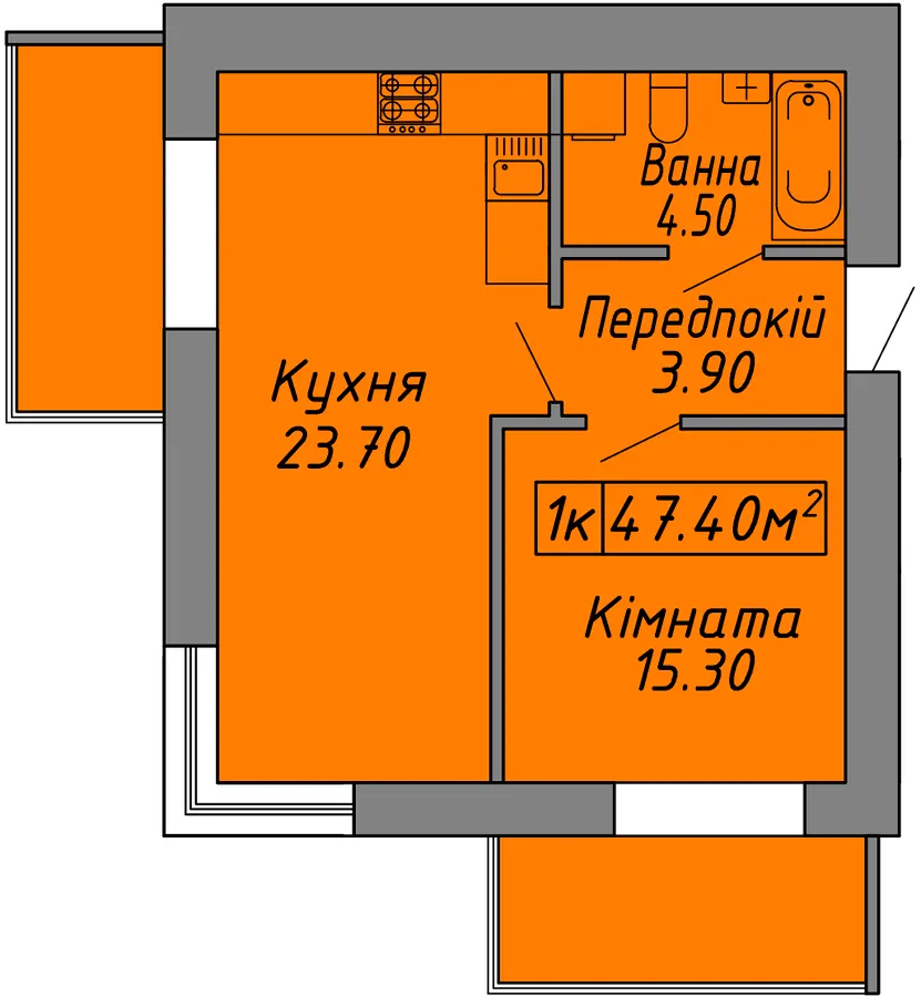 ЖК Діброва Парк — 47.4 м²