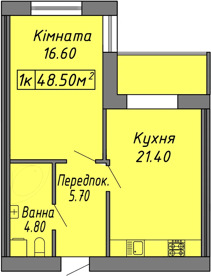 ЖК Діброва Парк — 48.5 м²