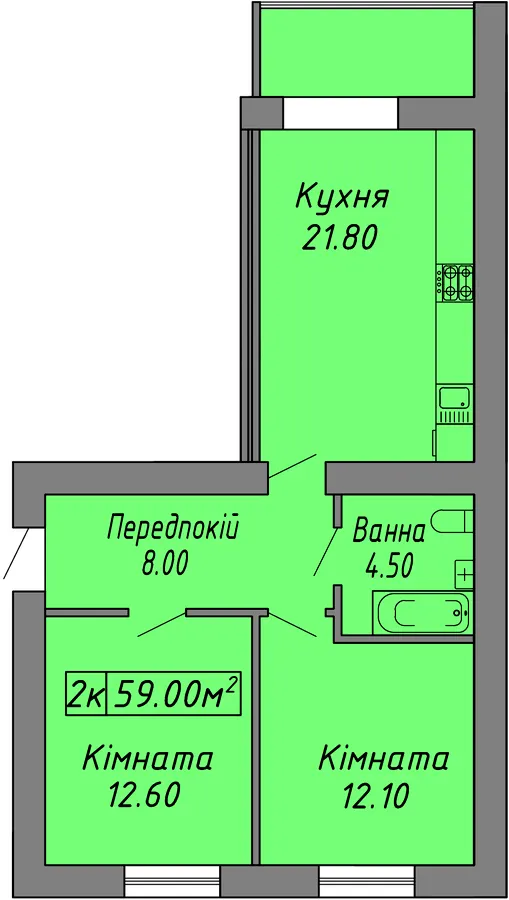 ЖК Діброва Парк — 59 м²