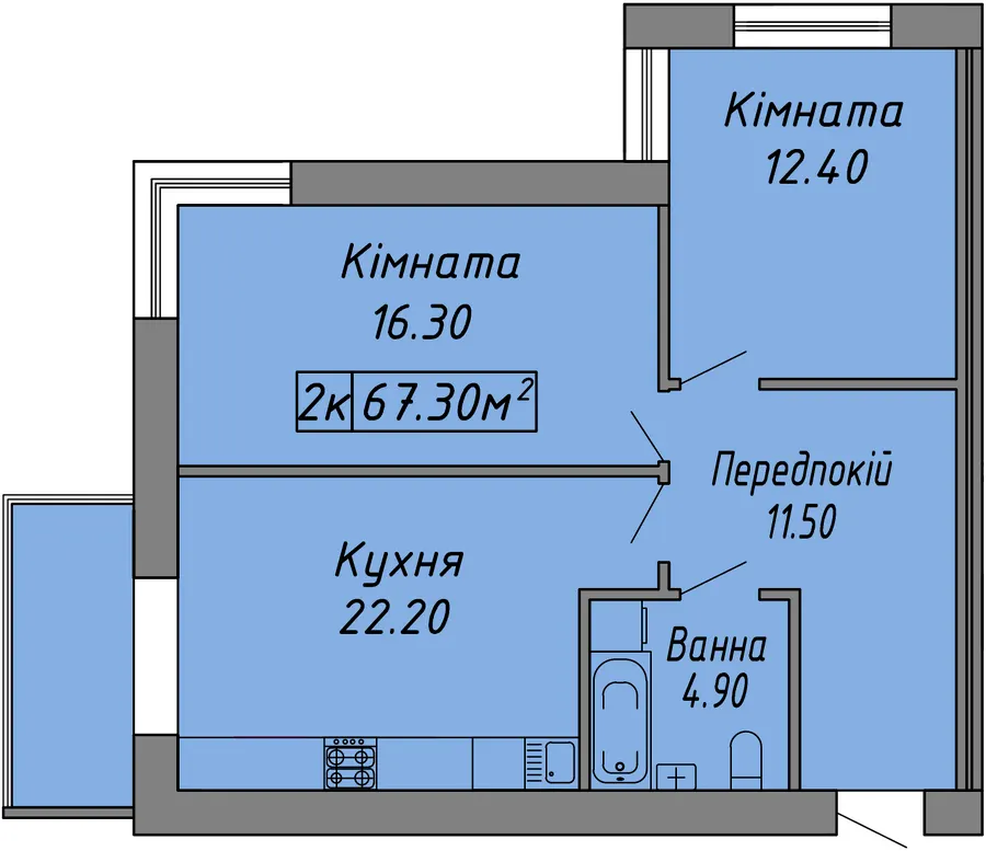 ЖК Діброва Парк — 67.3 м²
