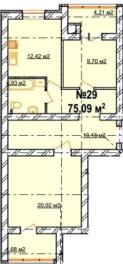 ЖК АгроЦентр 1 — 75.1 м²