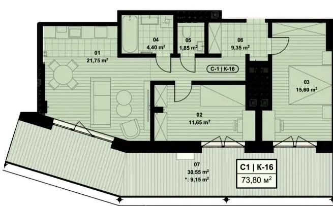 ЖК Eco City Park — 73.8 м²