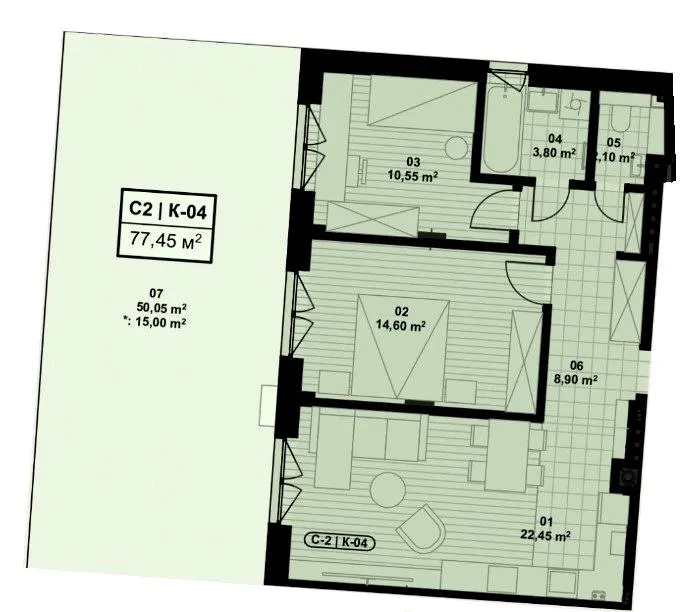 ЖК Eco City Park — 77.4 м²
