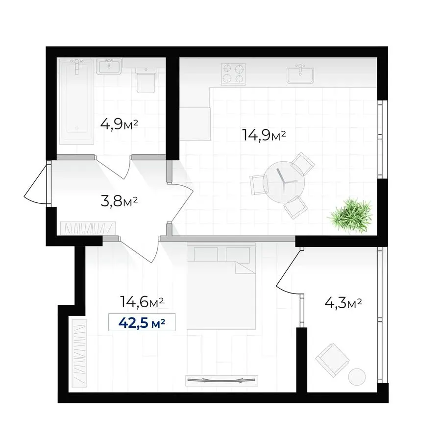 ЖК Senat — 42.5 м²