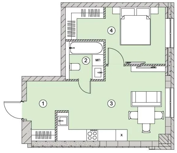 1-комнатная квартира, 42 м², вул. Сєдова, 4а, Запорожье — фото 1