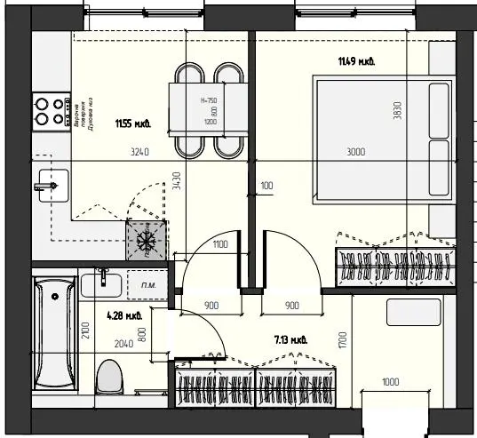 ЖК ARENA HILLS — 34.5 м²