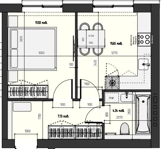 ЖК ARENA HILLS — 34.6 м²
