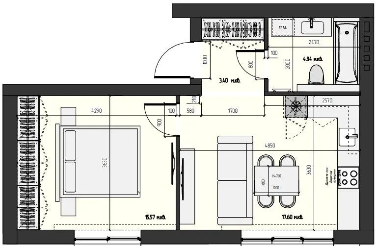 ЖК ARENA HILLS — 41.5 м²