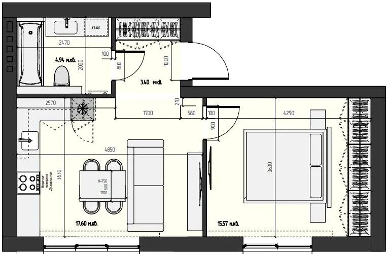 ЖК ARENA HILLS — 41.5 м²