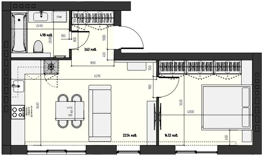 ЖК ARENA HILLS — 45.7 м²