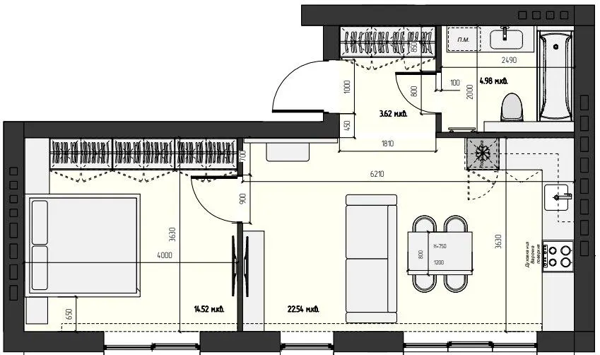 ЖК ARENA HILLS — 45.7 м²