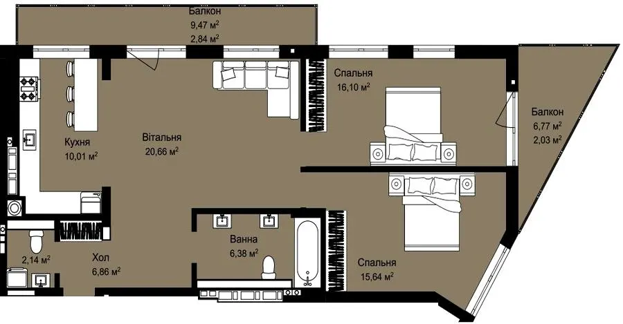 ЖК CONTINENT CLUB — 82.7 м²