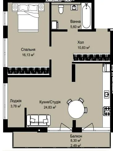 ЖК CONTINENT CLUB — 63.7 м²