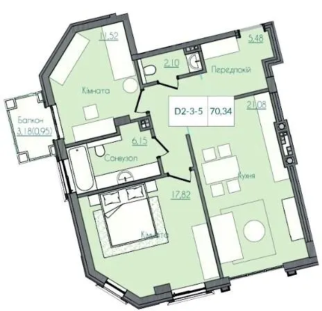 Клубний будинок Консул — 68.7 м²