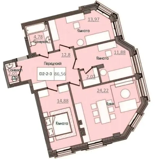 Клубний будинок Консул — 85.2 м²