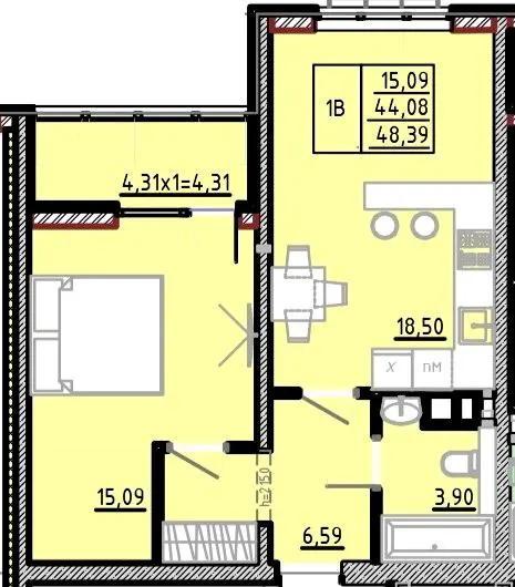 ЖК Modern — 48.4 м²