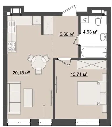 ЖК City House — 44.4 м²
