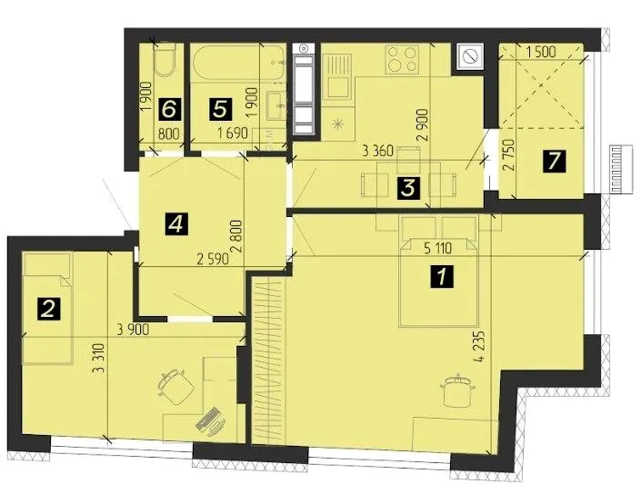 ЖК Свій — 55.7 м²