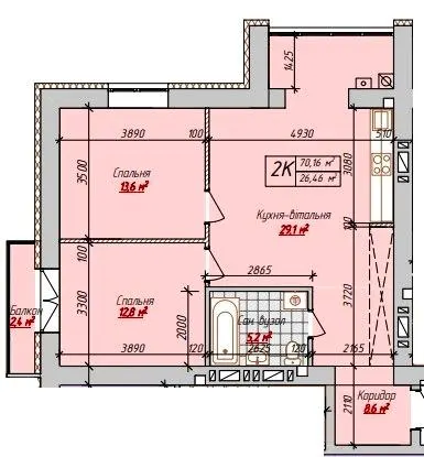 вул. Героїв Маріуполя, 79 — 70.2 м²