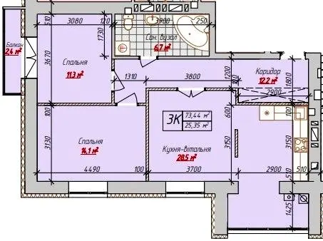 вул. Героїв Маріуполя, 79 — 73.4 м²