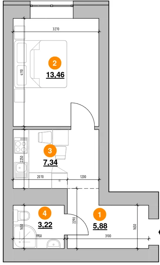 ЖК Шенген — 29.9 м²