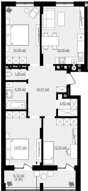ЖК SUMMERSTONE VILLAGE — 85.7 м²