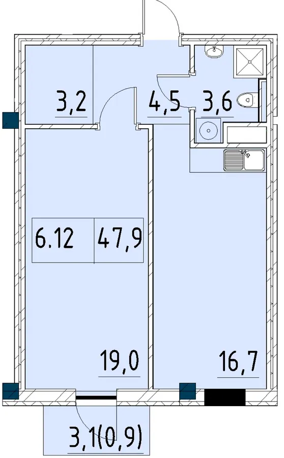 Рішельєвський Пасаж — 48.1 м²