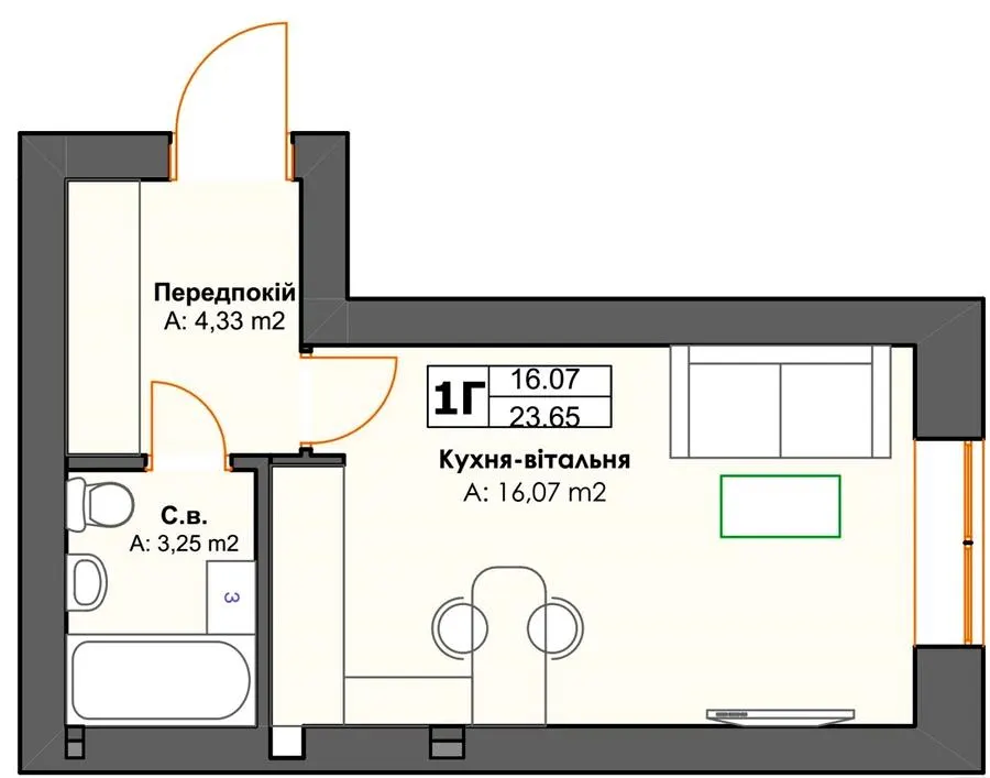 ЖК 10AVENUE — 23.7 м²
