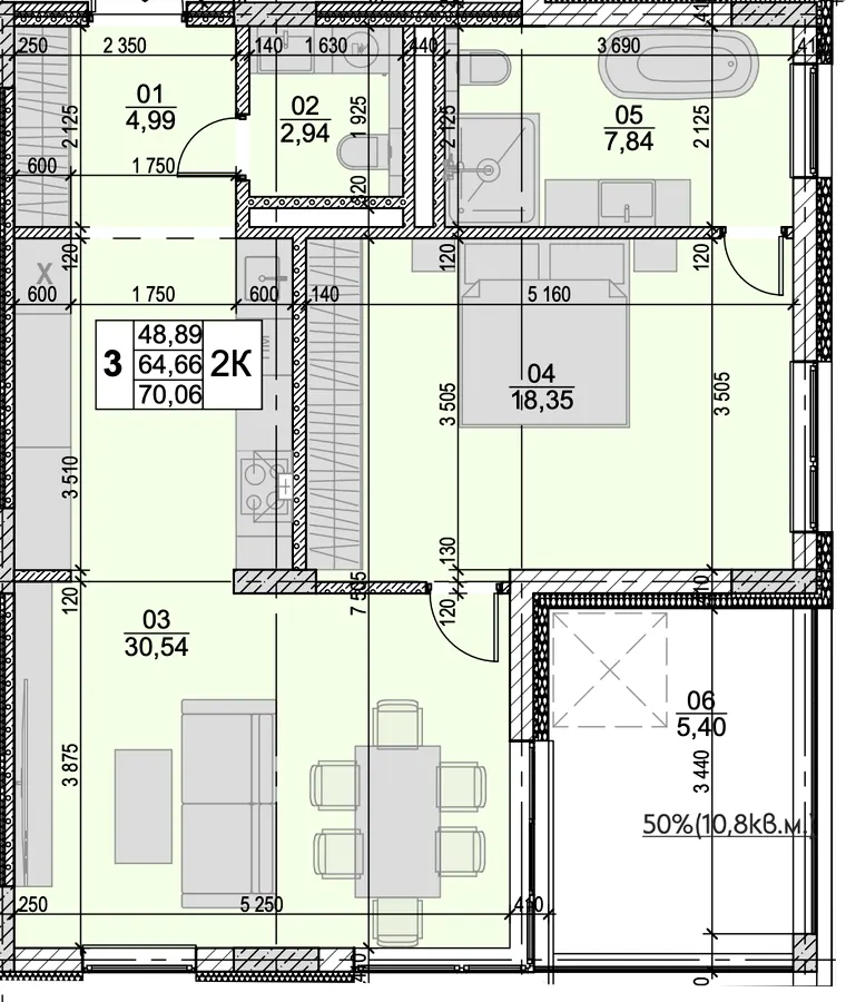 ЖК River Rika — 70.1 м²